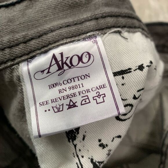 Akoo Mens Gray Straight Denim Jeans Size 38x33 Cotton Pants - Picture 5 of 10